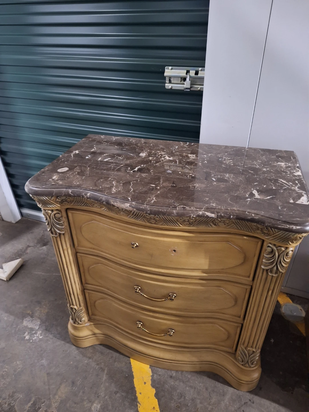 Two Vintage 3-Drawer Nightstand with Marble Top - photo 4