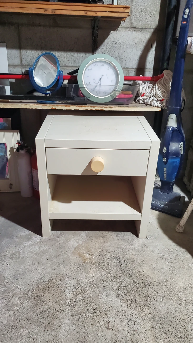 Light Beige Nightstand with Drawer and Shelf - photo 3