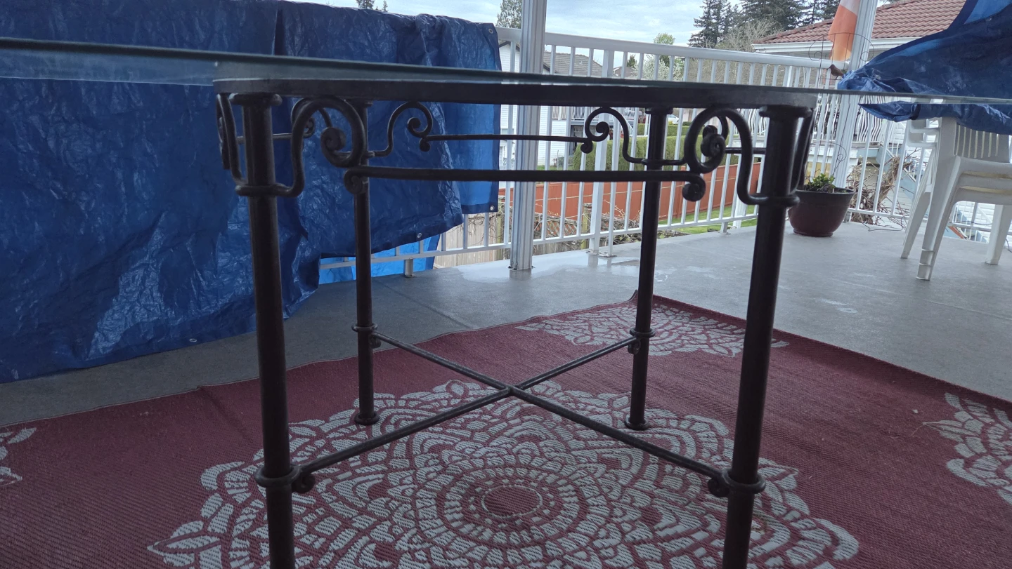 Glass Top Rod Iron Table Heavy Duty