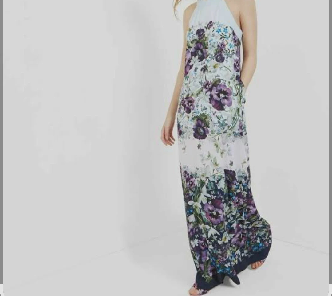 Ted Baker Light Blue and Purple Floral Halter Maxi Dress - photo 2