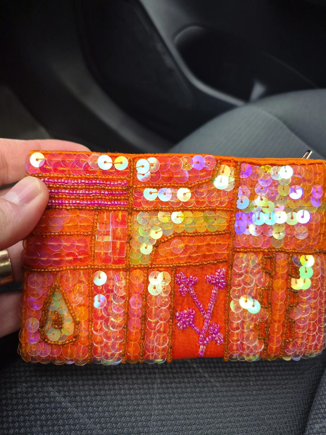 Orange Beaded and Sequined Clutch Pouch - photo 2
