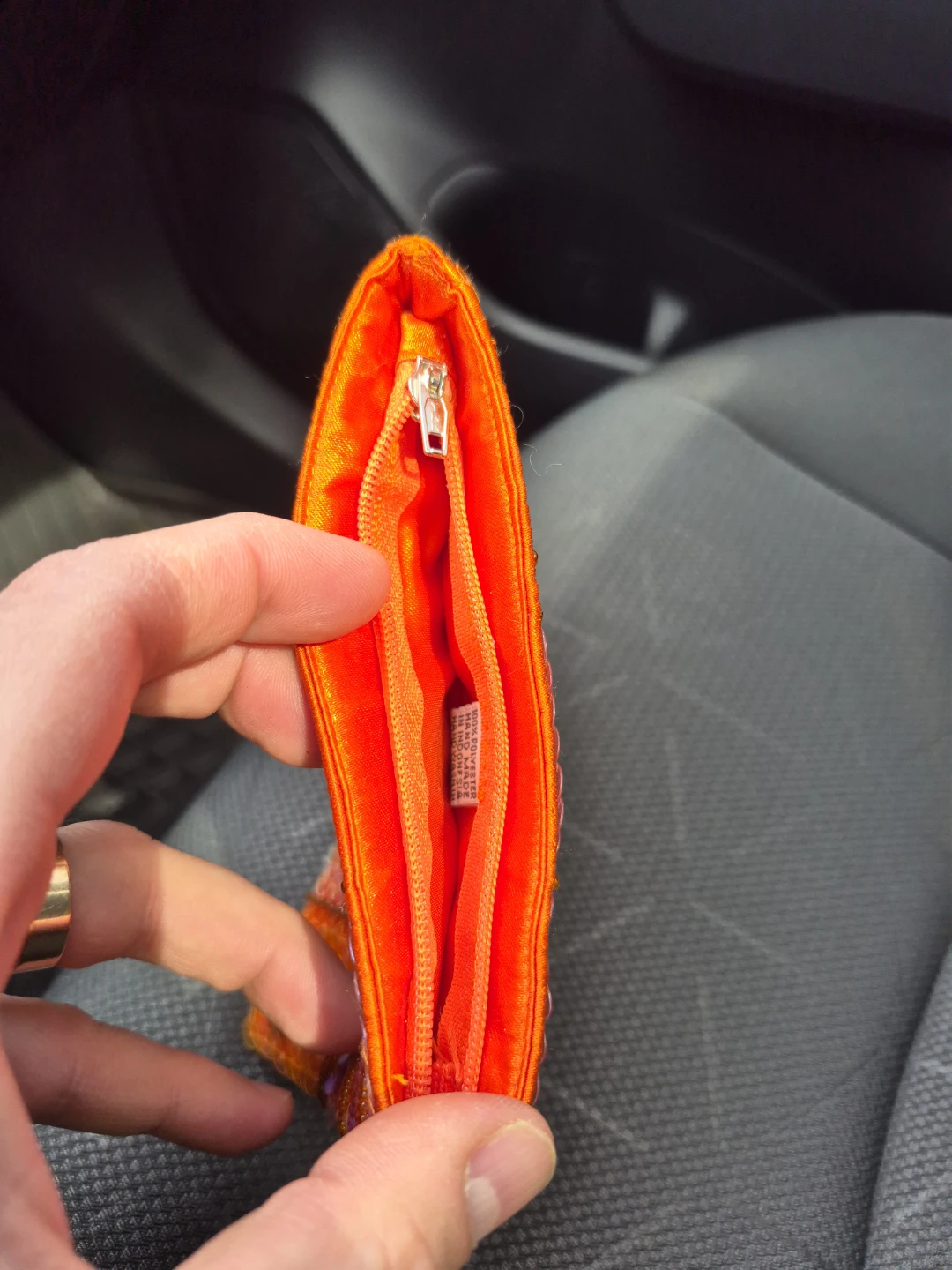 Orange Beaded and Sequined Clutch Pouch - photo 3