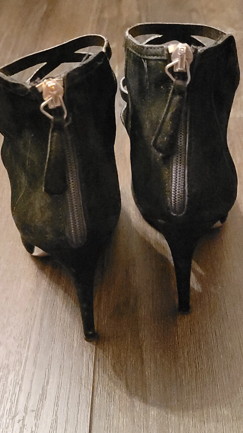 Aquazzura Black Suede Cage Heels Size 37.5 - photo 2