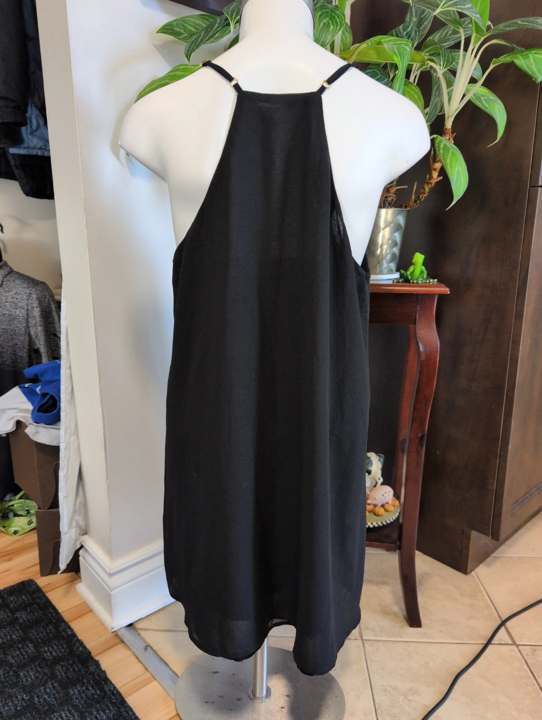 Mine Black V-Neck Zipper Dress - Size L - photo 3
