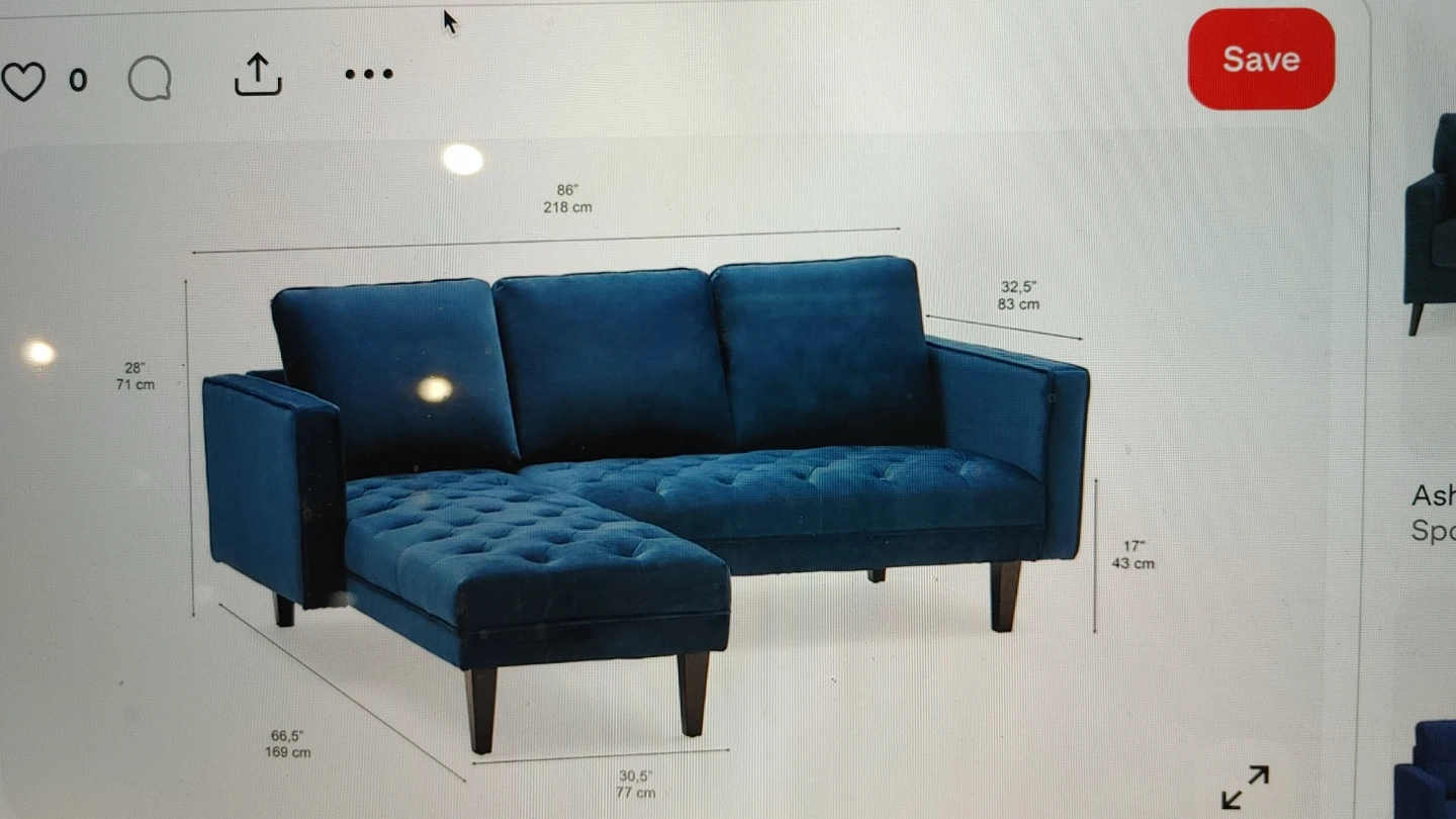 Emerald Green Velvet Tufted Sofa with Chaise - photo 2