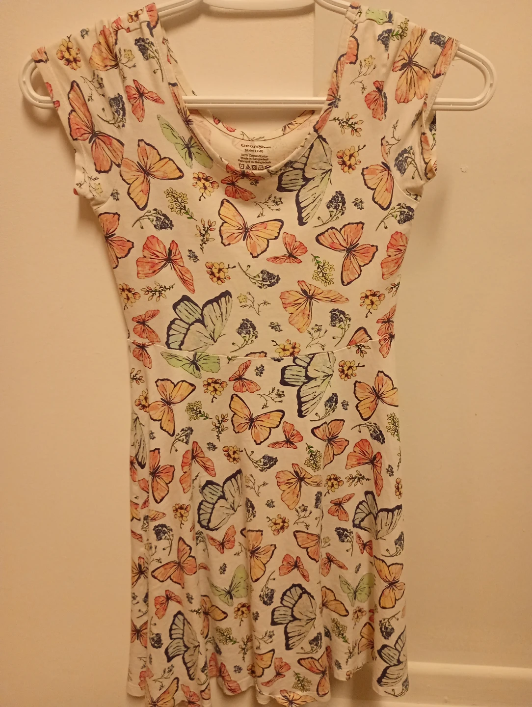George Girls Butterfly Print Dress M/M (7-8)