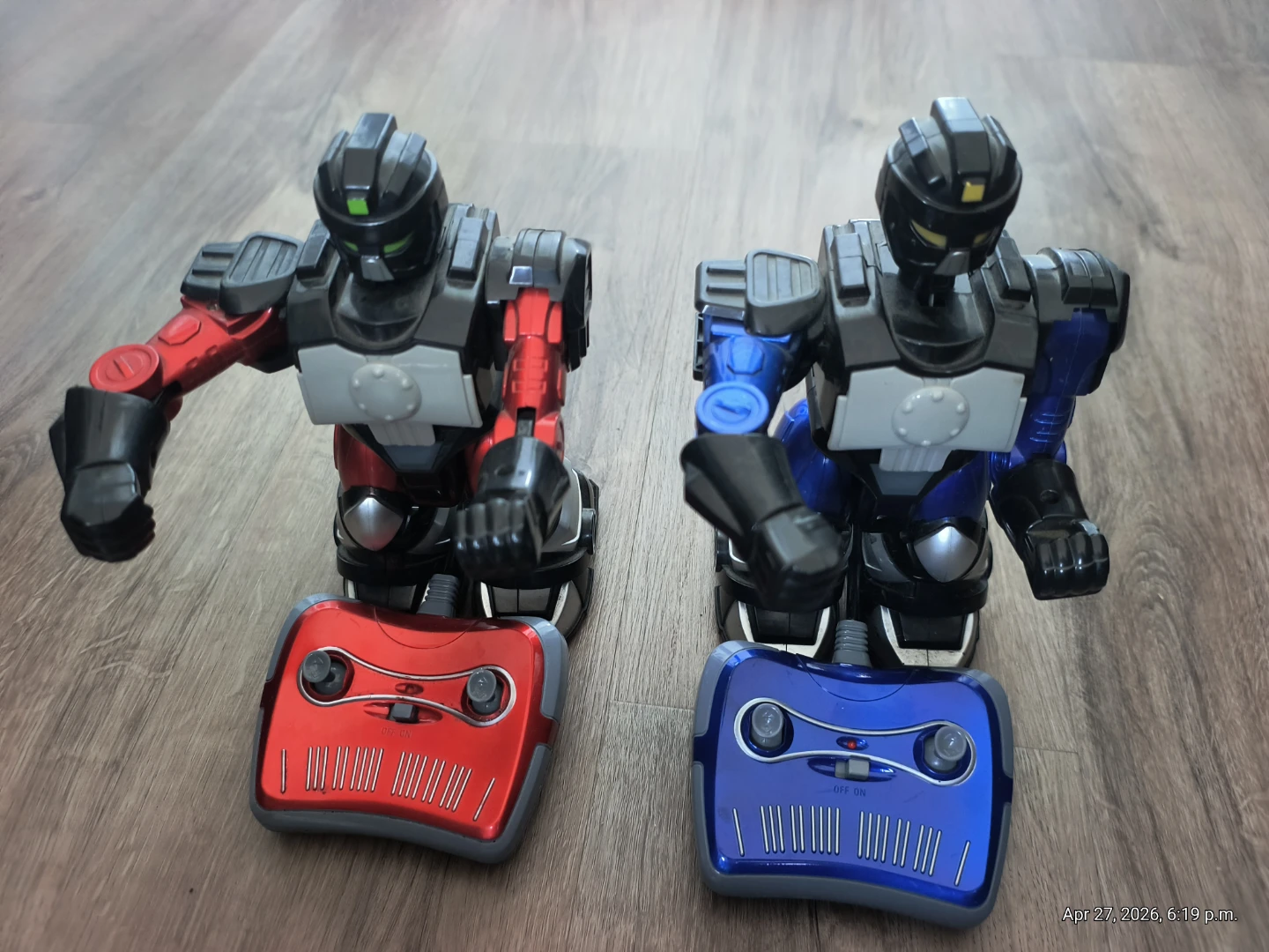2 Remote Control Fighting Robots with Controllers - Red & Blue