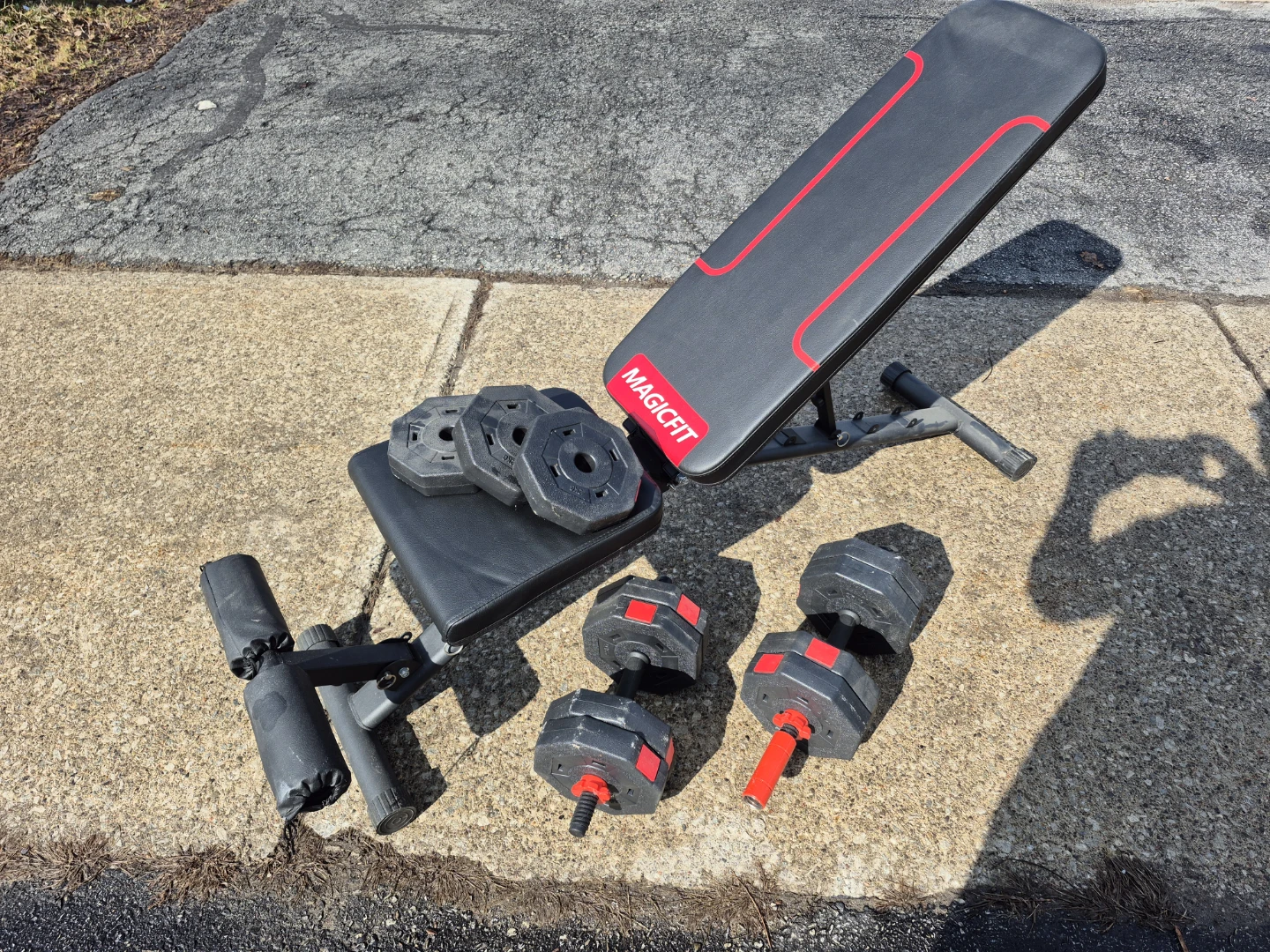 MAGICFIT Adjustable Weight Bench and Dumbbell Set