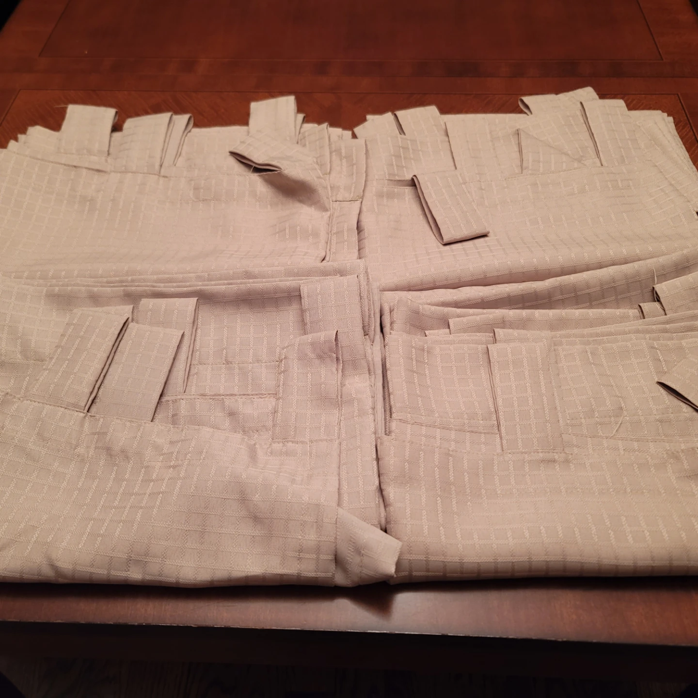 Light Beige Textured Curtain Panels (Set of 4)