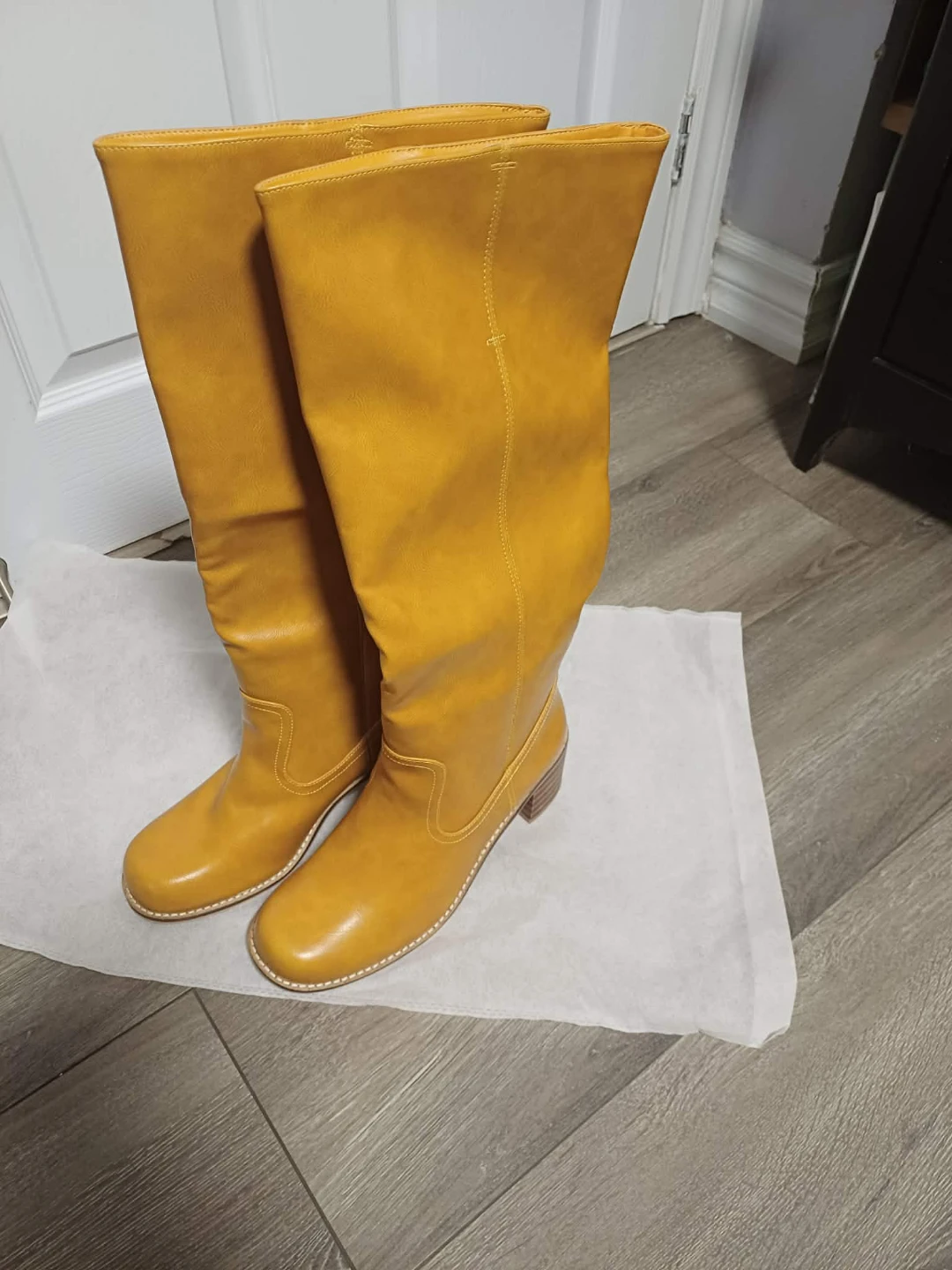 Goderci Women's Knee-High Boots - Mustard Yellow - photo 4