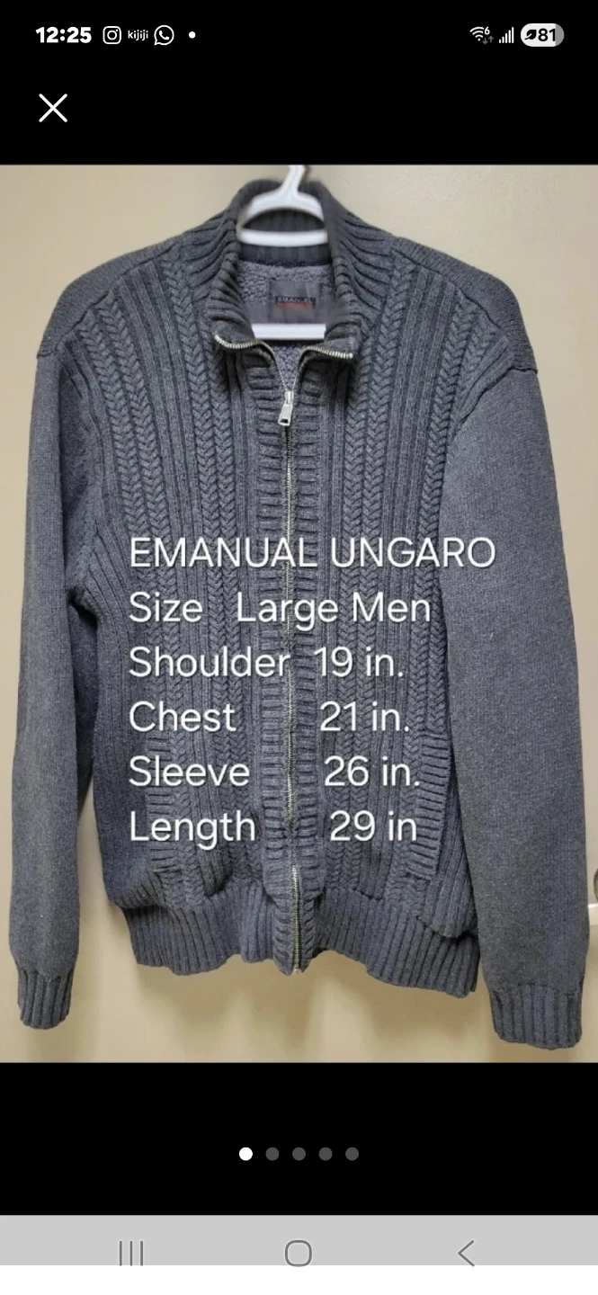 Men's Full-Zip Cable Knit Cardigan Sweater.Emanuel Ungaro brand