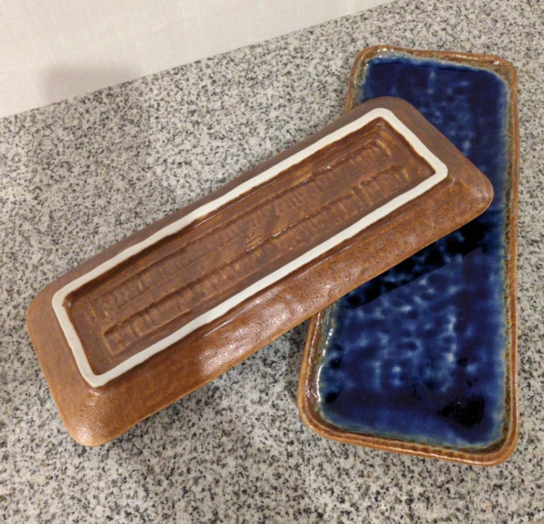 Set of 2 Blue Ceramic Rectangular Trays - photo 3