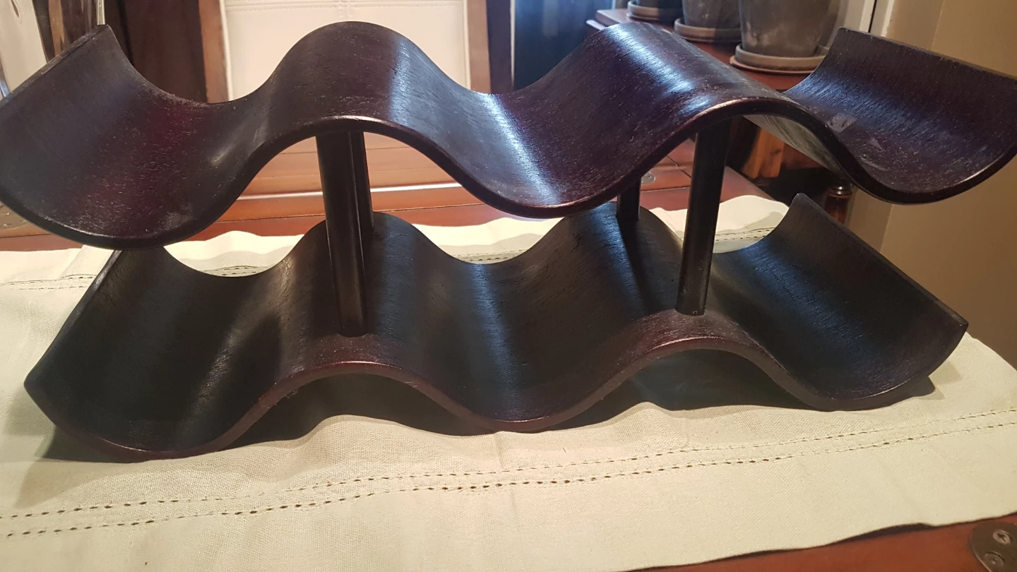 Wooden Wave Wine Rack - Dark Cherry