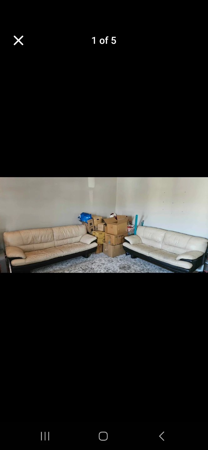 Cream Leather Couch