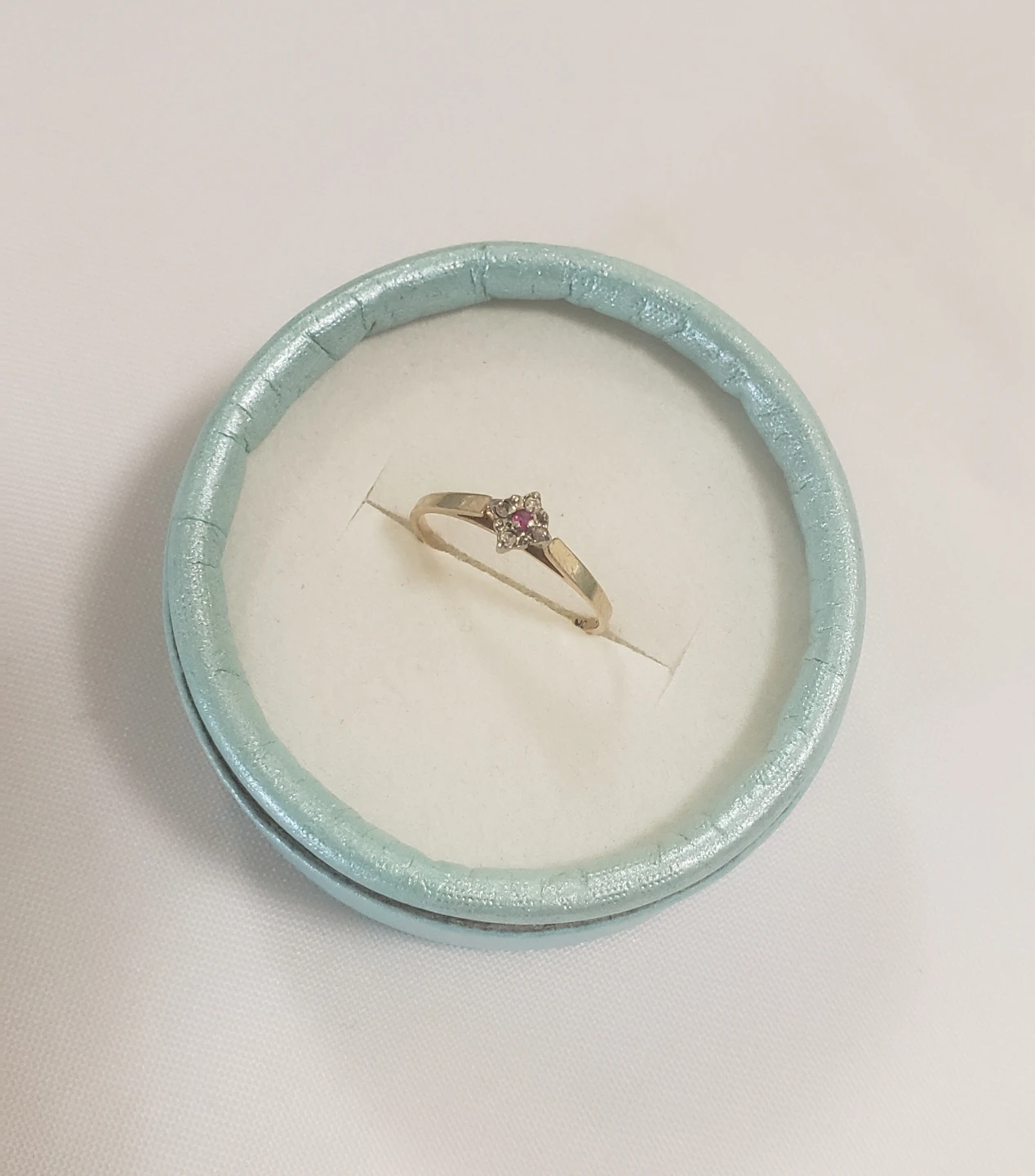 Like New 10k Real Gold Pink Turquoise and Diamonds