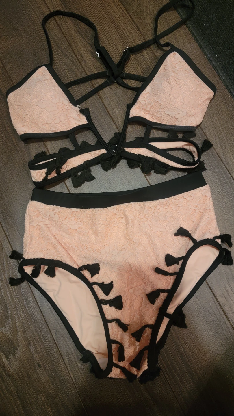 Unbranded 'For Love & Lemons' like Black Tassel lace bikini