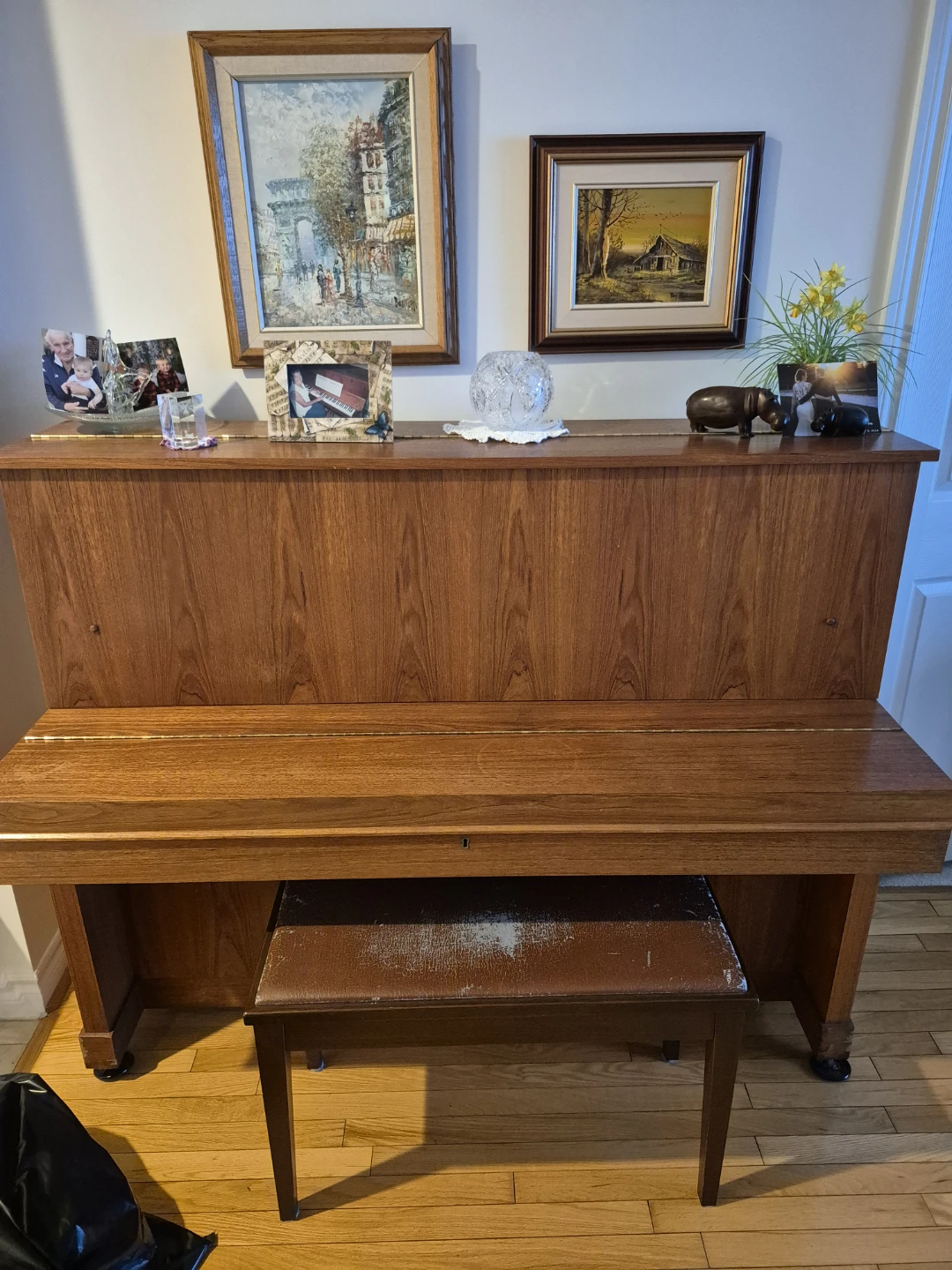 Wooden Upright Piano with Bench