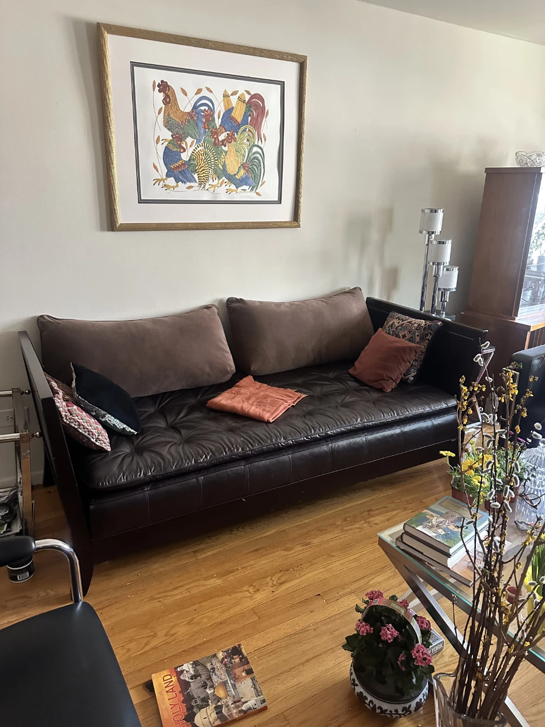 Tufted Leather Daybed Sofa with Cushions - photo 2