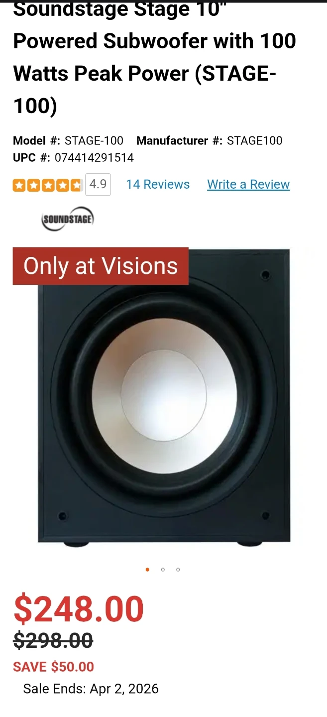 Soundstage Stage 100 10" Powered Subwoofer - photo 5