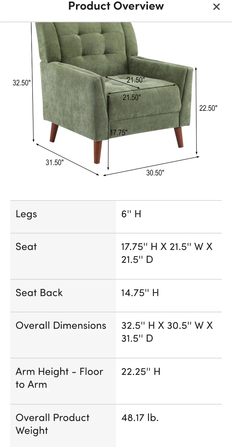 FOR FREE! Greenmont 81.99Cm Wide Tufted Armchair - photo 4