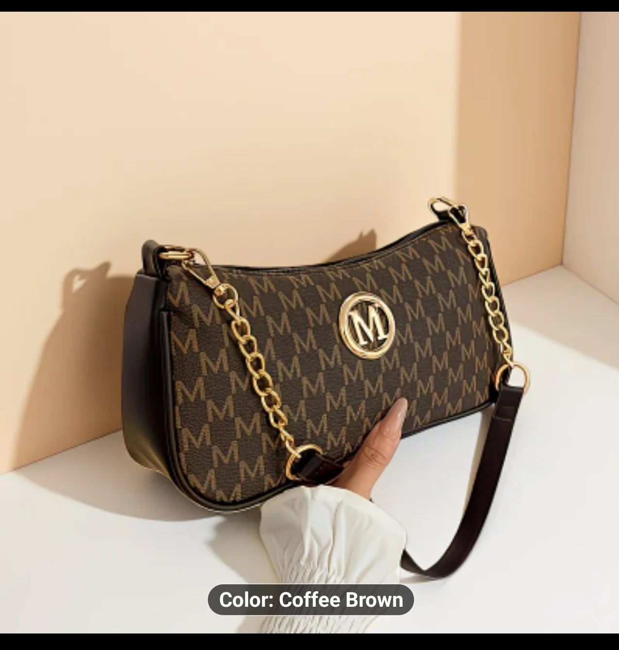 Vintage Monogram Shoulder Bag - Coffee Brown