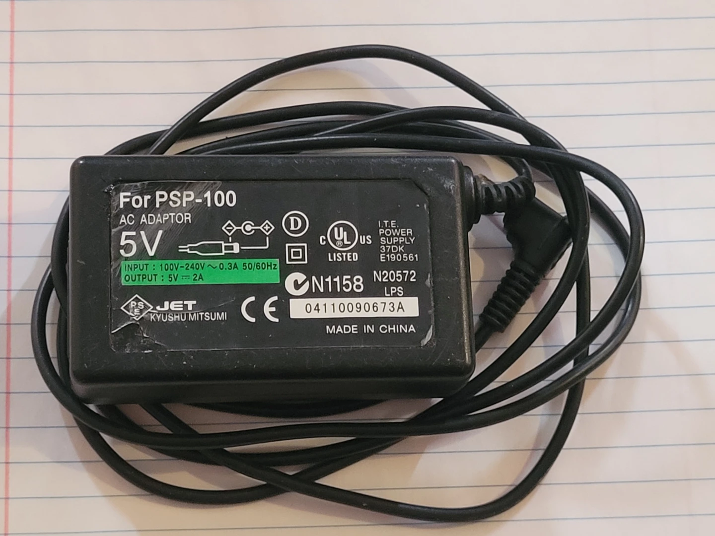 JET AC Adapter For PSP-100 5V 2A