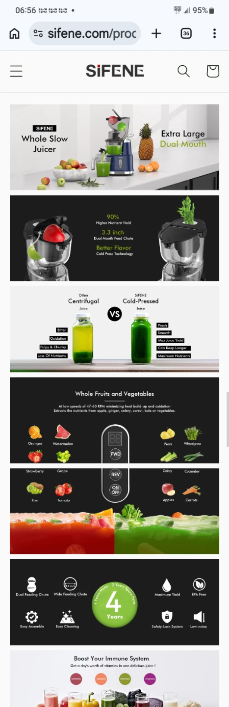 NEW SIFENE Slow Juicer - Extra Large Mouth, High Juice Yield - photo 3