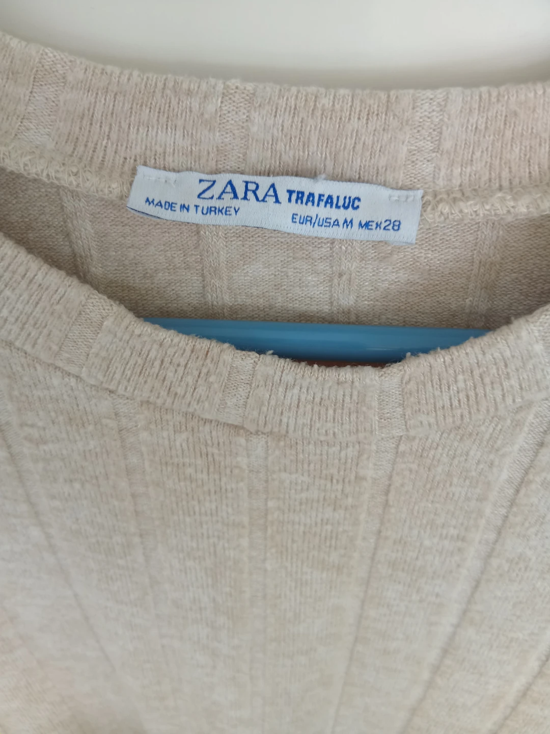 Zara Basic Ribbed T-Shirt - Beige - photo 2