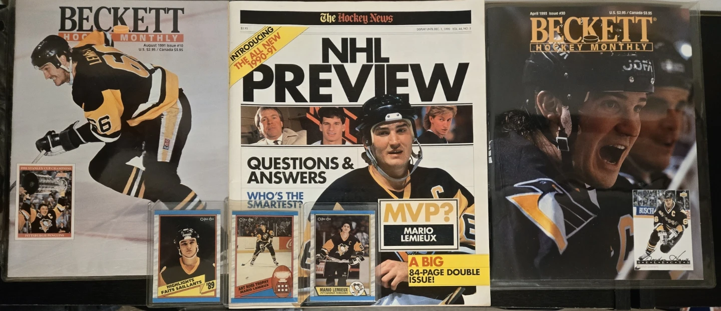 Mario Lemieux 1990's Lot, Hockey News, Becketts, Cards