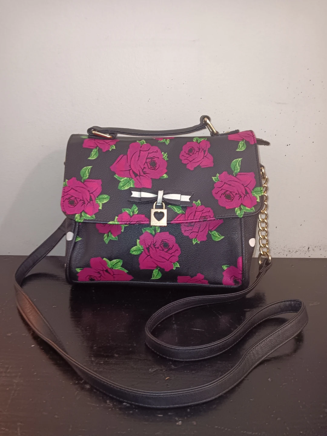Betsey Johnson Rose Print Satchel Purse