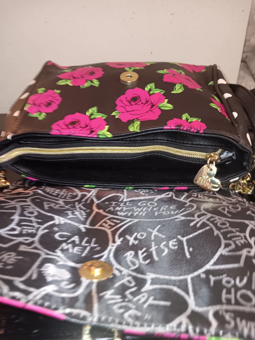 Betsey Johnson Rose Print Satchel Purse - photo 4