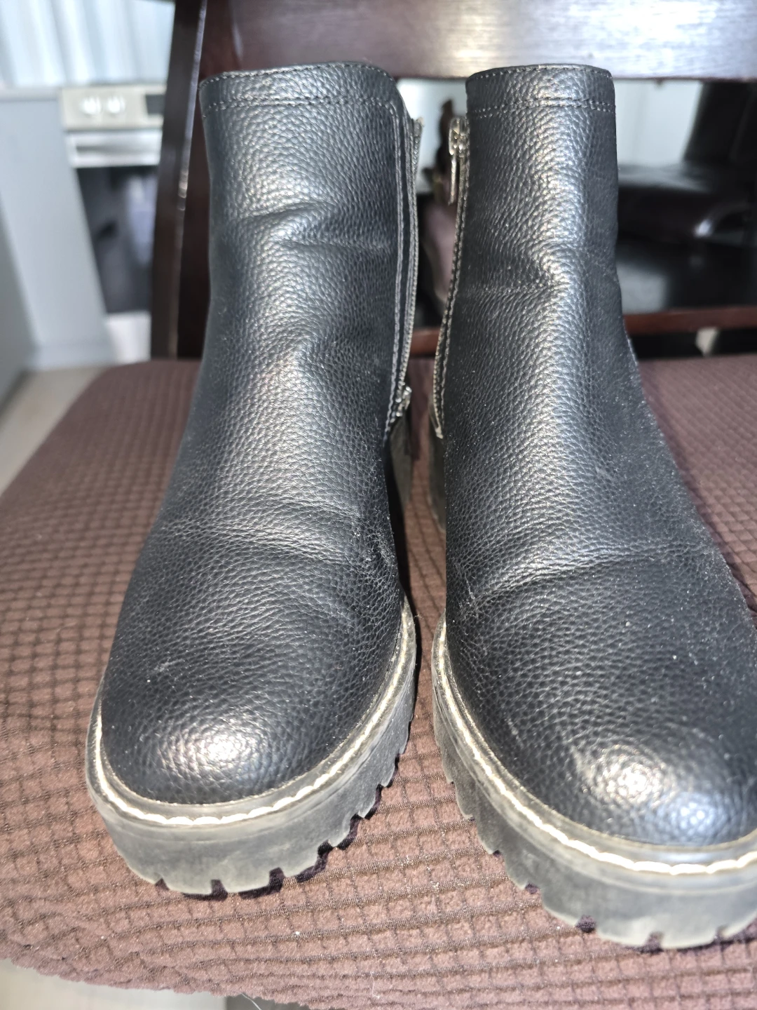Black Faux Leather Chelsea Boots