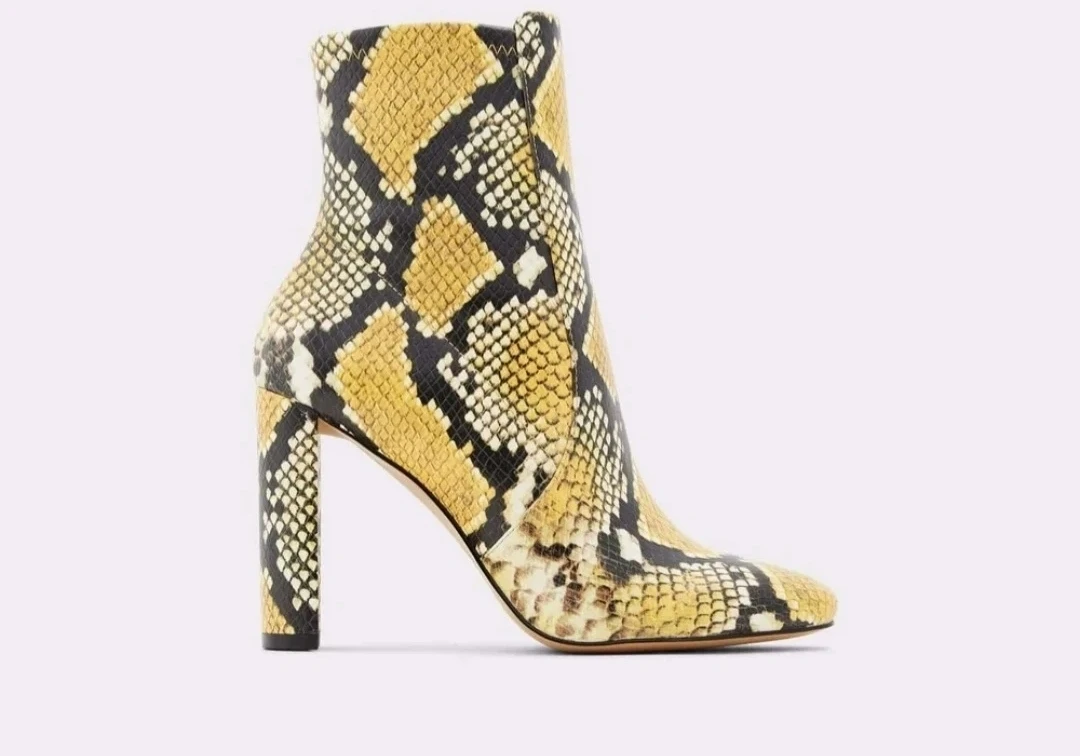 ALDO Women's Yellow Snake Print Heeled Booties - photo 2