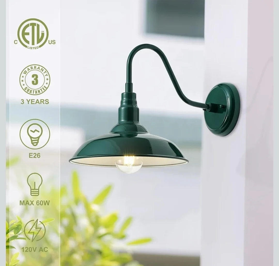 Outdoor Gooseneck Barn Light Fixture - 2 Pack Green - photo 4