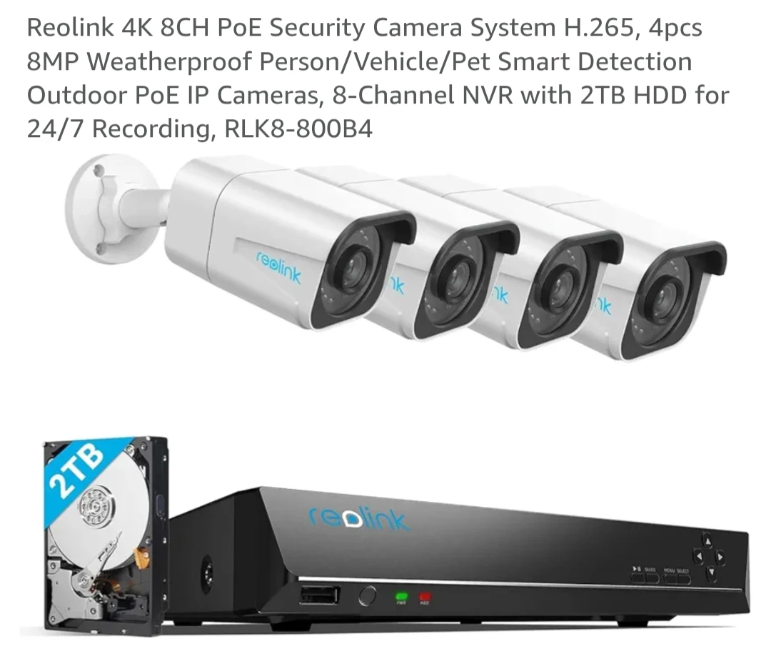 Reolink 4K 8CH PoE Security Camera System with 2TB HDD