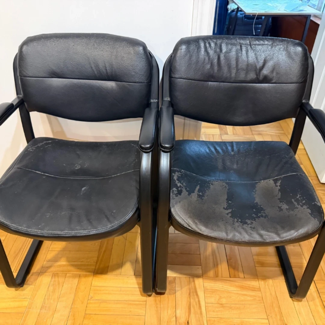 Black Faux Leather Office Chairs (Set of 2) - photo 2