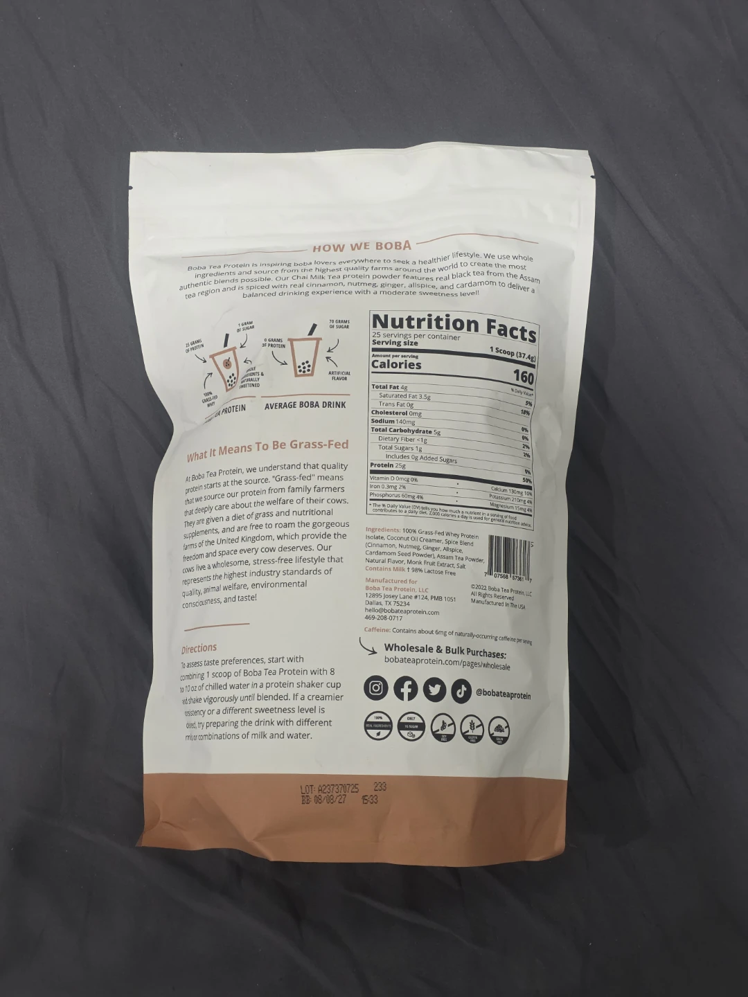 Unopened Boba Tea Protein Powder Chai Milk Tea - photo 2