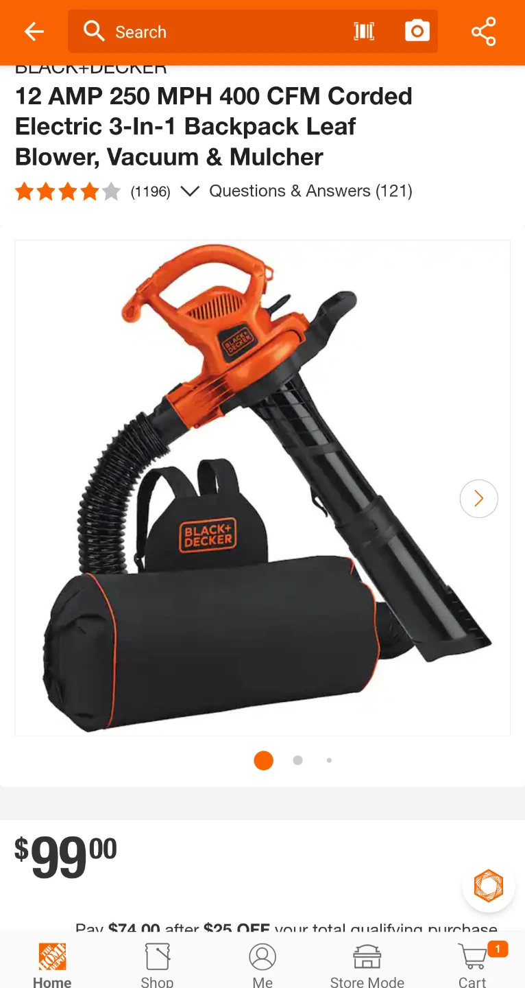 BLACK+DECKER 3-In-1 Electric Leaf Blower/Vacuum/Mulcher