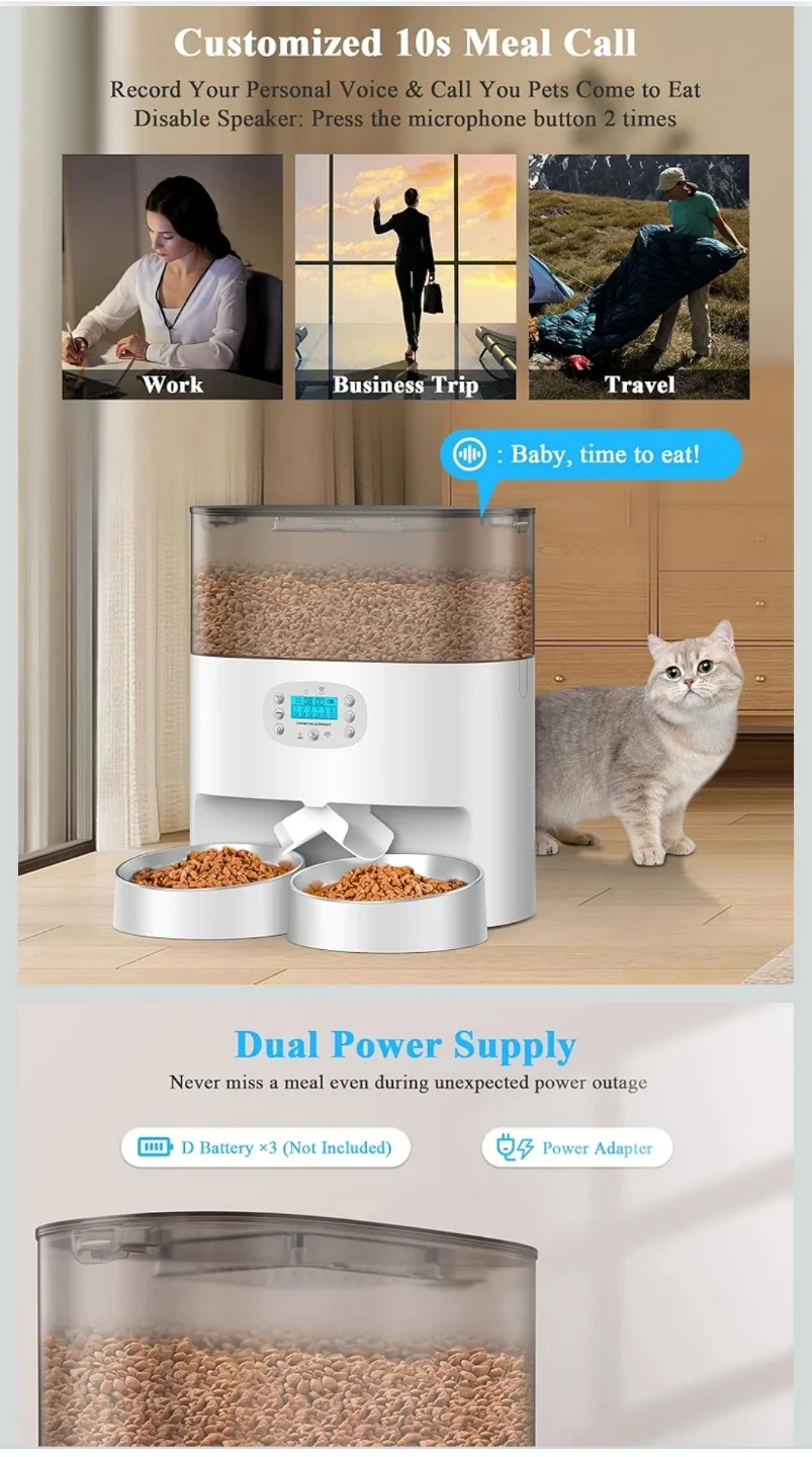 WIFI Smart Pet Feeder with Dual Bowls