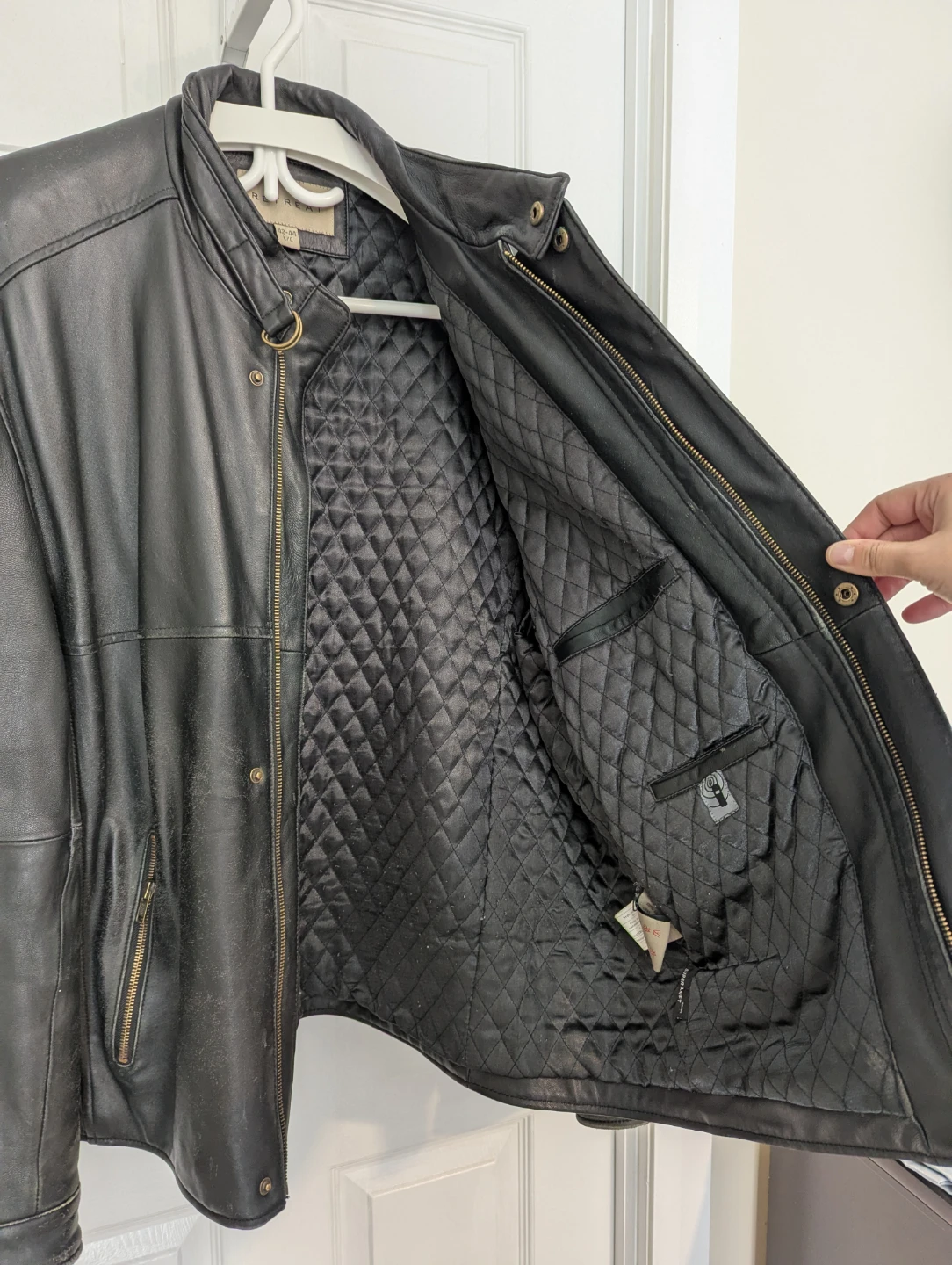 Men's Leather Jacket 42/44 Size Large - photo 5