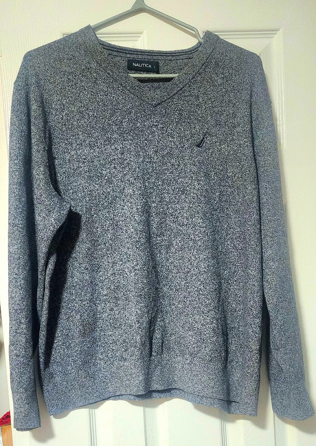 Nautica V-Neck Sweater - Grey Heather - Size L