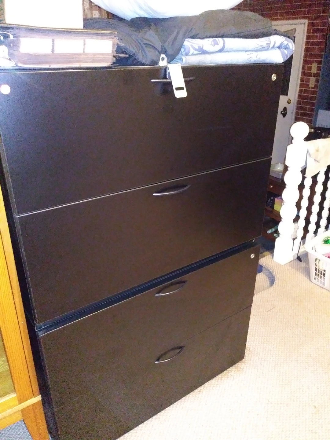 Black 4-Drawer Filing Cabinet - photo 2