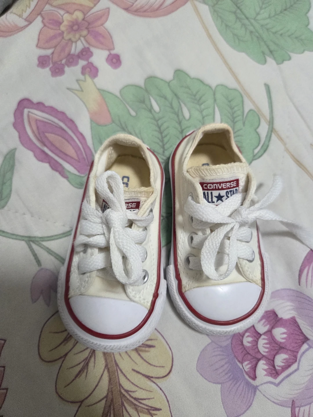 Converse All Star Infant Sneakers White Red Trim Size 3 Toddler - photo 2
