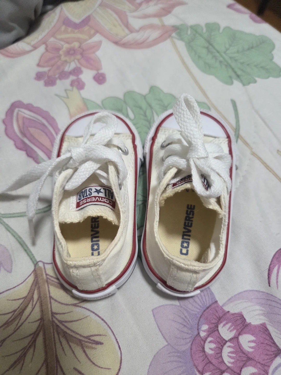 Converse All Star Infant Sneakers White Red Trim Size 3 Toddler - photo 3