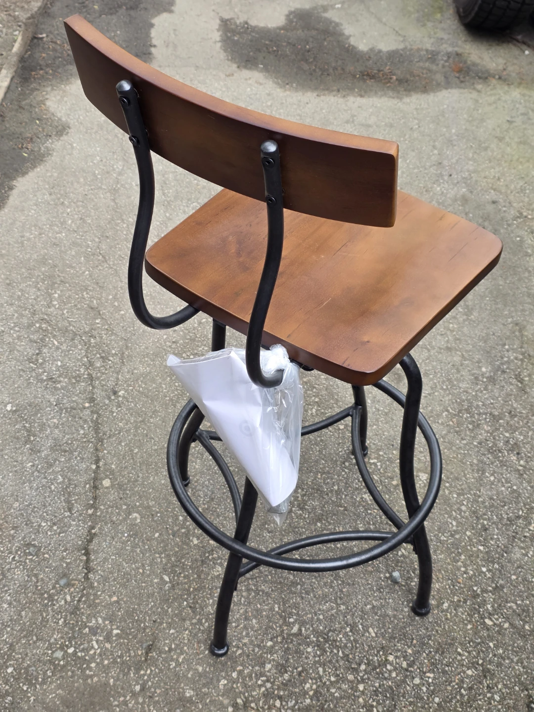 Adjustable Swivel Bar Stool with Wood Seat - photo 2