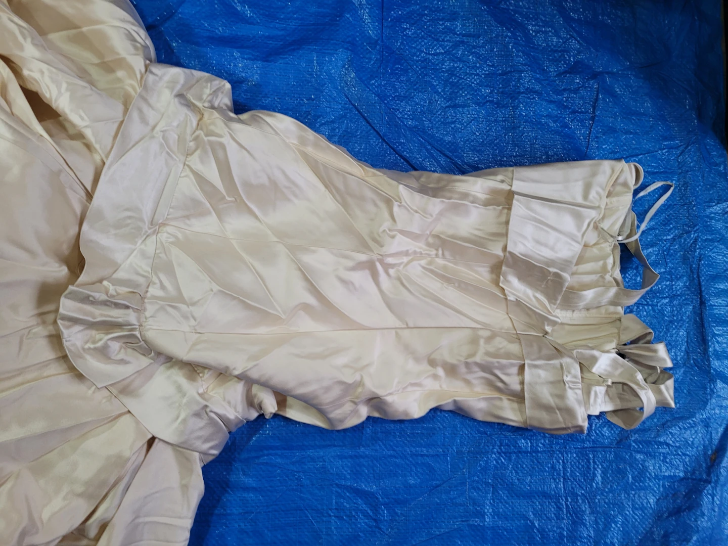 Cream Satin Wedding Dress with Bow Back