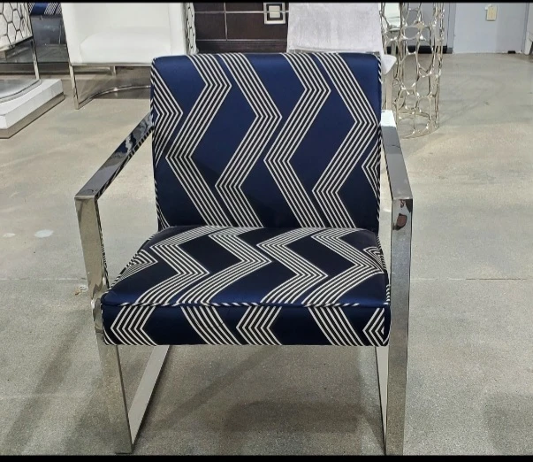 2 pcs of Modern Armchair with Blue and silver, Chrome Frame - photo 3