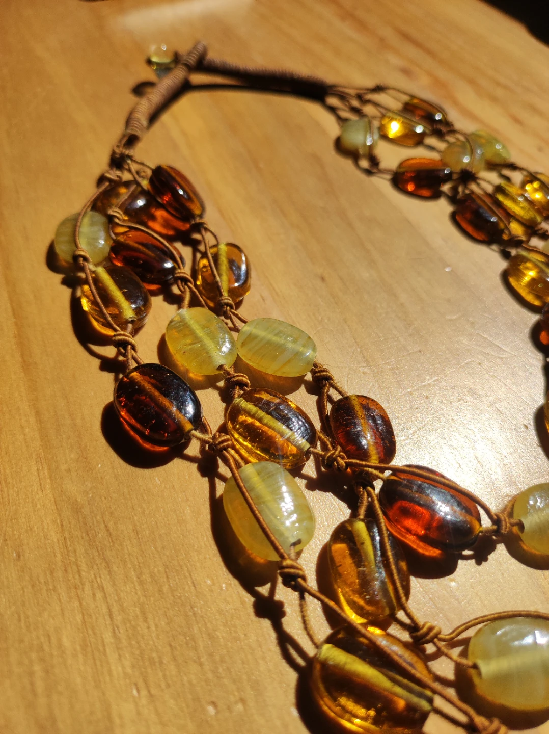 Beaded Necklace - Amber and Green - photo 2