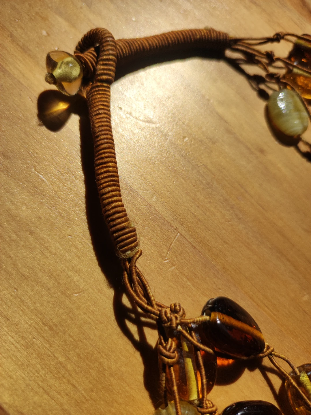Beaded Necklace - Amber and Green - photo 3
