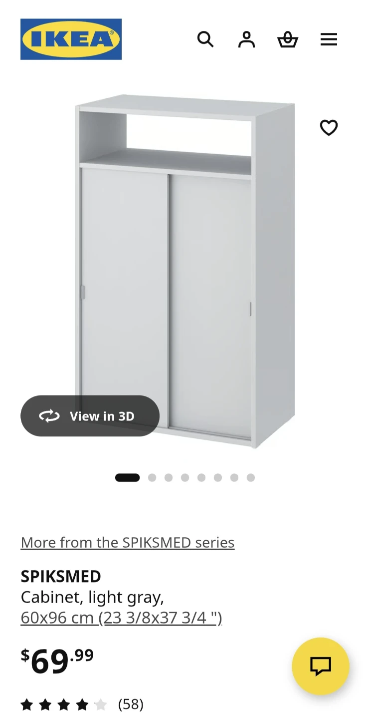 IKEA SPIKSMED Cabinet, Light Gray, 60x96 cm